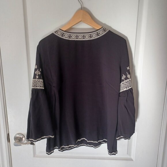 Chelsea & Theodore Tunic Top Women Size 2XL Black Bell Sleeve Peasant Festival - Picture 6 of 8